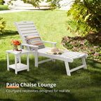 Lue Bona Chaise Lounge Chairs Set With Table, 6-Piece, Hdps Material, 3-Year Warranty, Patio Lounge Chair With Adjustable Backrest, Resin Pool Lounge Chairs With Wheels For Outside, Poolside, White