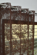 FAB CASTLE Net Semi Sheer Transparent Flower Curtains for Door 7 Feet, Pack of 1, Dark Brown