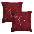 Stylo Culture Decorative Cotton Cushion Covers For Sofa 16X16 Inch Embroidered Maroon Drawing Room Decor Mirror Rajasthani Squar