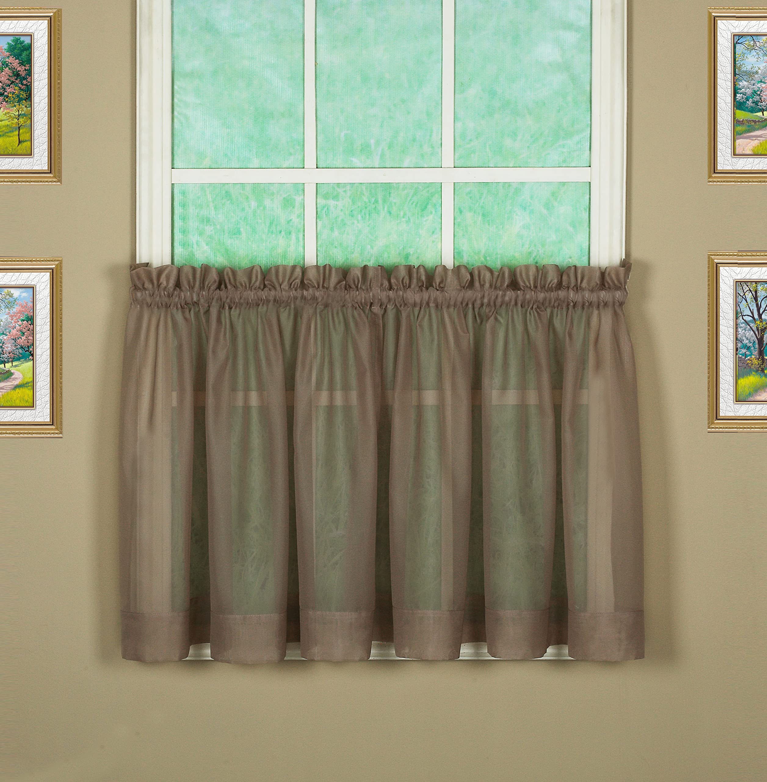 Today'S Curtain Emelia Original Voile Tier Pair 30', Taupe, 60' W X 30' L