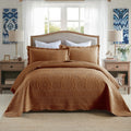 Marcielo 3-Piece 100% Cotton Oversized Bedspread Quilt Set Coverlet Set Farmhouse Bedding Set Tf,Dark Orange, Queen