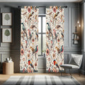 Ambesonne Birds and Nature Curtains, Delicate Spring Chill with Leafy Flowers with Wingy Animals, Window Treatments 2 Panel Set 