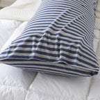 H Household Pillowcases, 100% Cotton Jersey Knit, Soft And Cozy, Wrinkle, Stain Resistant With Envelope Closure (Dark Blue Strip