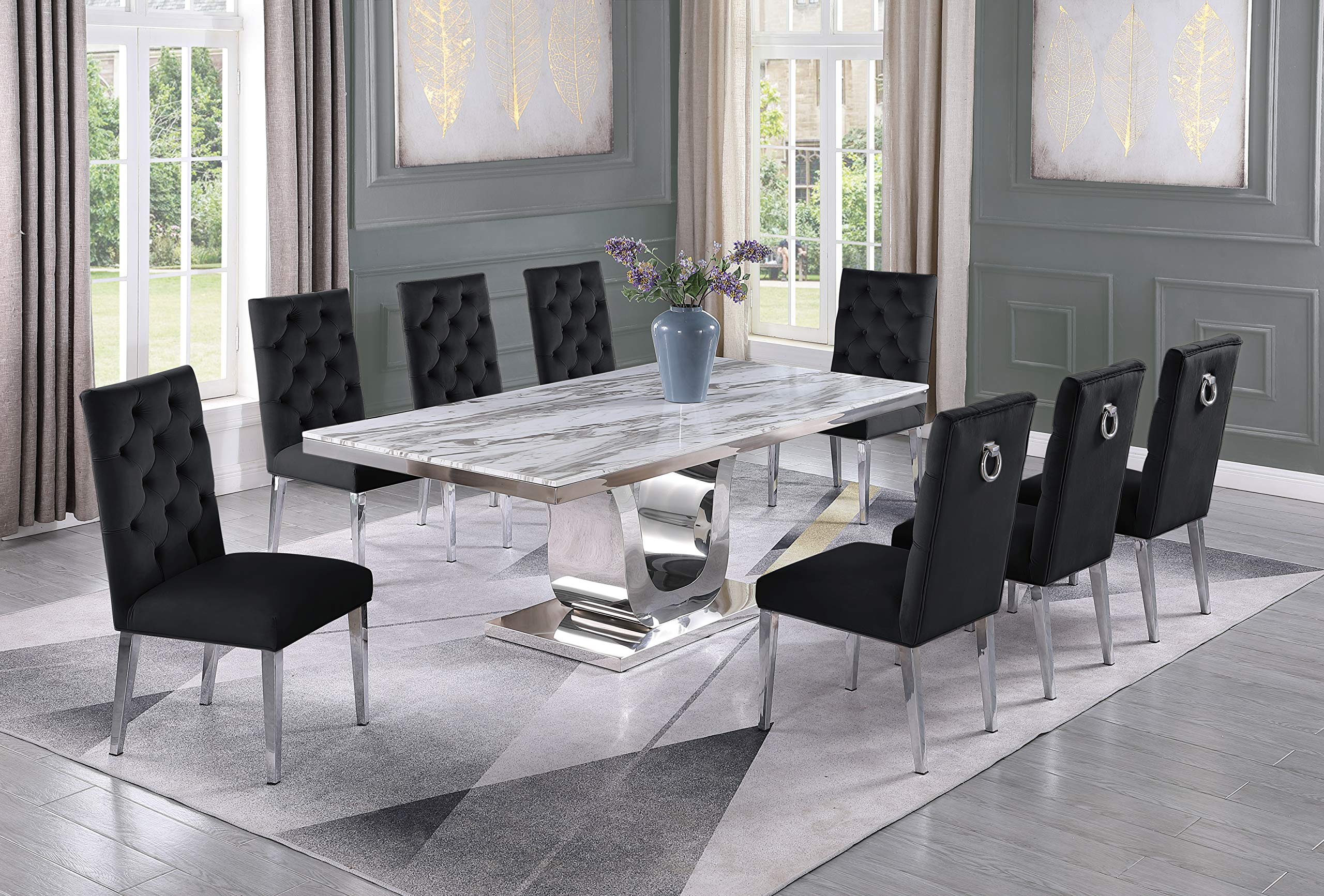 Best Quality Furniture D13-8Sc71 Dining Set, Black