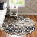 Unique Loom Trellis Frieze Collection Area Rug - Rounded (3 Round, Blue Multi/ Ivory)