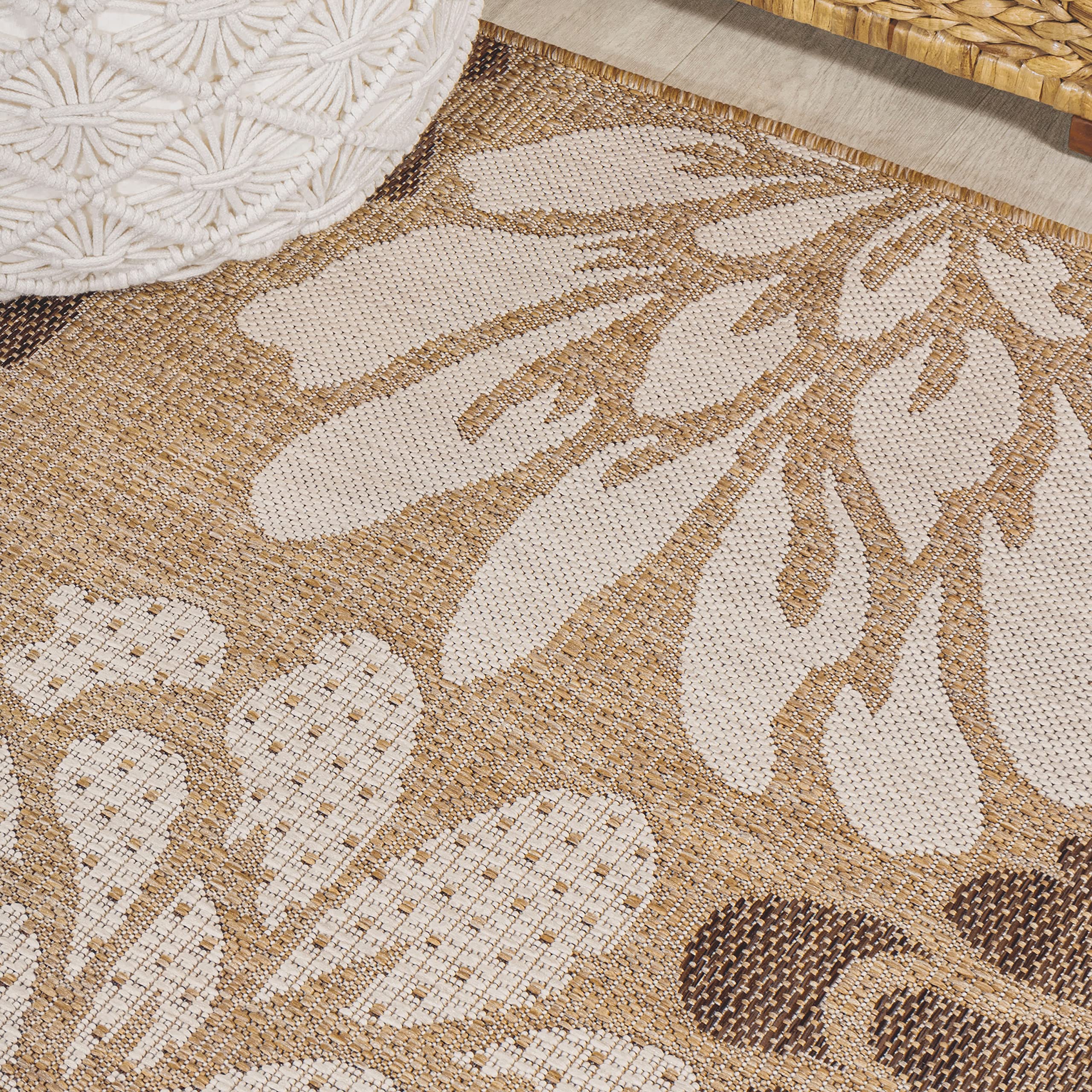 Jonathan Y Smb110I-210 Zinnia Modern Floral Textured Weave Indoor Outdoor Area Rug, Bohemian Coastal Mediterranean Easy Cleaning