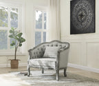 Acme Furniture Upholstered Button Tufted Back Chair, Gray/Gray Oak