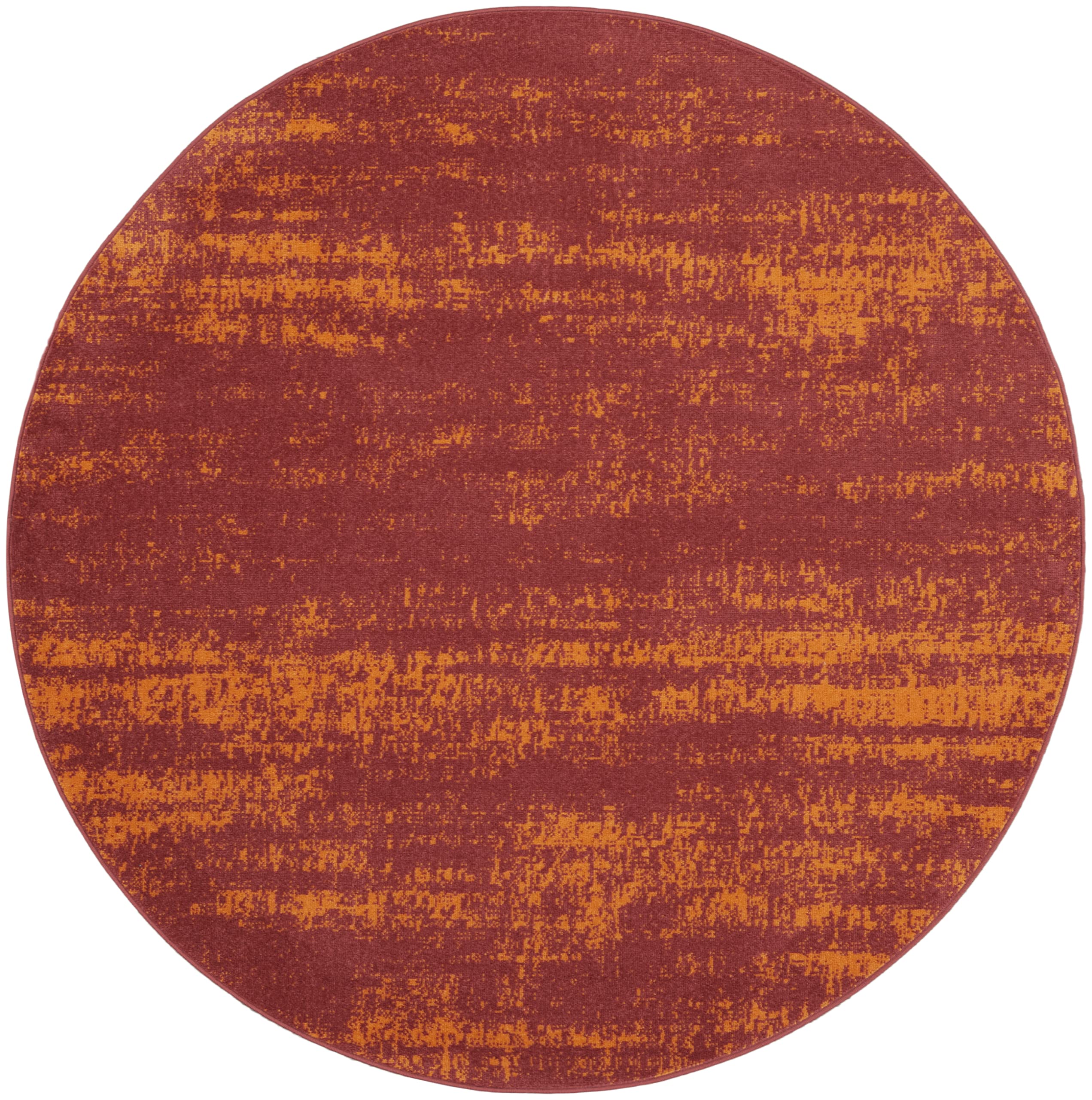 Nourison Essentials Indoor/Outdoor Red 4' X Round Area Rug, Easy Cleaning, Non Shedding, Bed Room, Living Room, Dining Room, Backyard, Deck, Patio (4 Round)