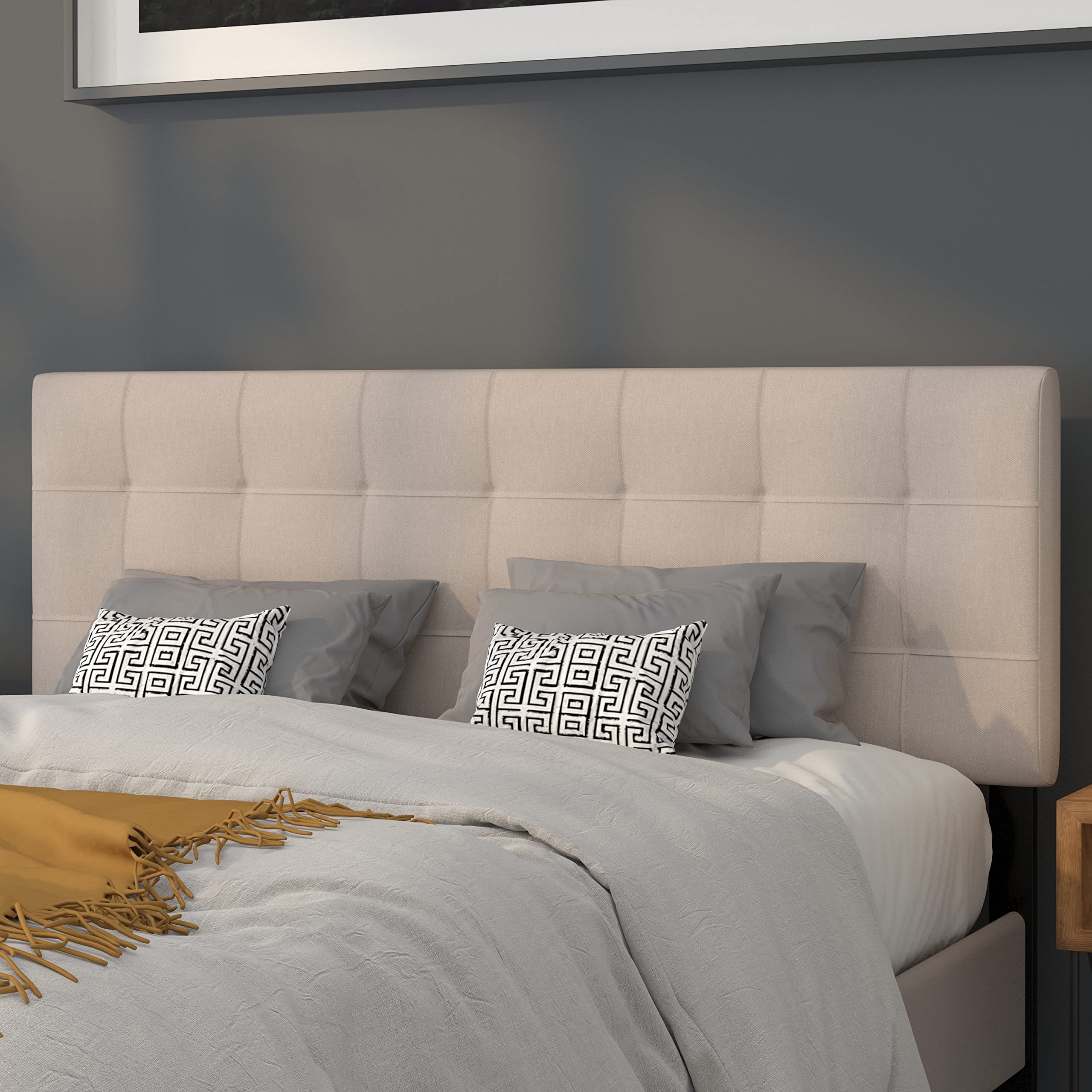 Flash Furniture Bedford Tufted Upholstered Queen Size Headboard In Beige Fabric