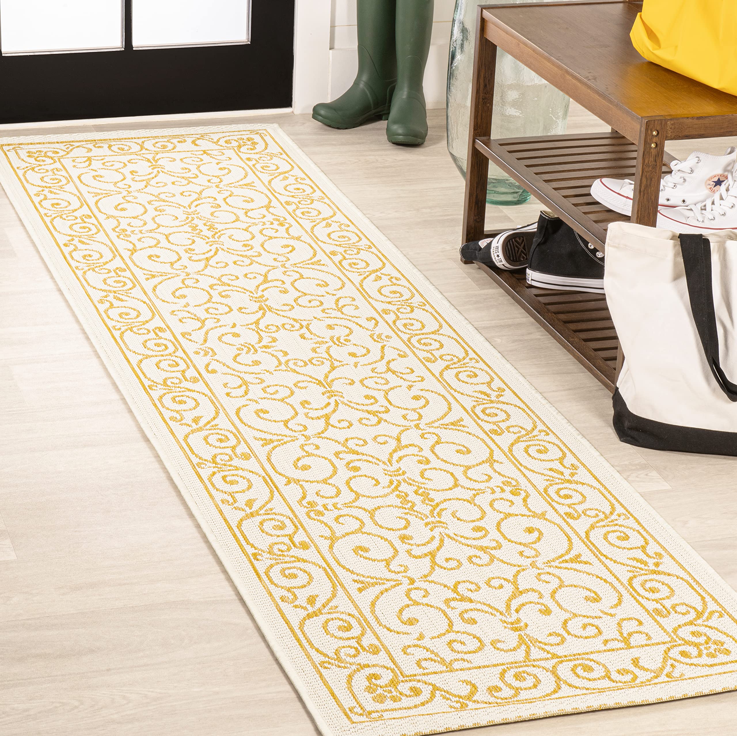 Jonathan Y Smb106M-210 Charleston Vintage Filigree Textured Weave Indoor Outdoor Area Rug, Classic, Traditional, Transitional Ea
