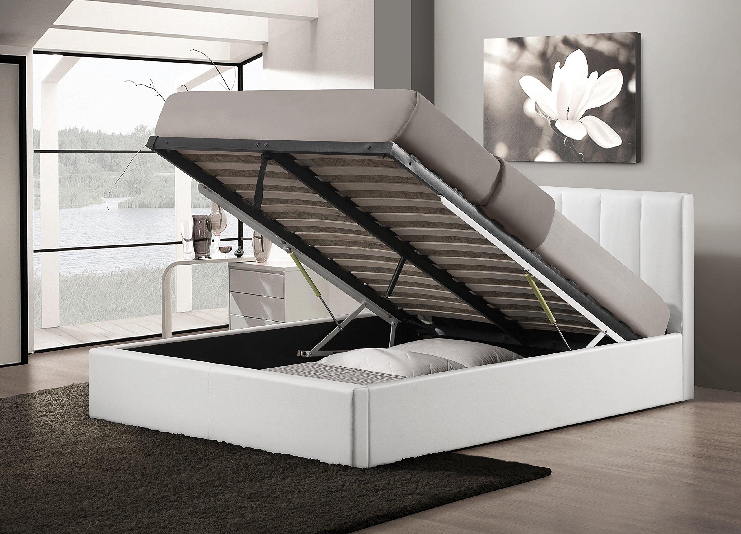 Baxton Studio Templemore Leather Contemporary Bed, Queen, Black