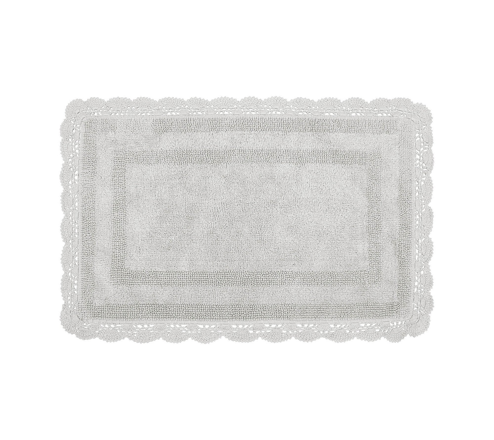 Laura Ashley Crochet Cotton 21X34 Bath Rug, Light Grey