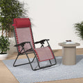 Amazon Basics Outdoor Textilene Adjustable Zero Gravity Folding Reclining Lounge Chair With Pillow (Red) | Alloy Steel