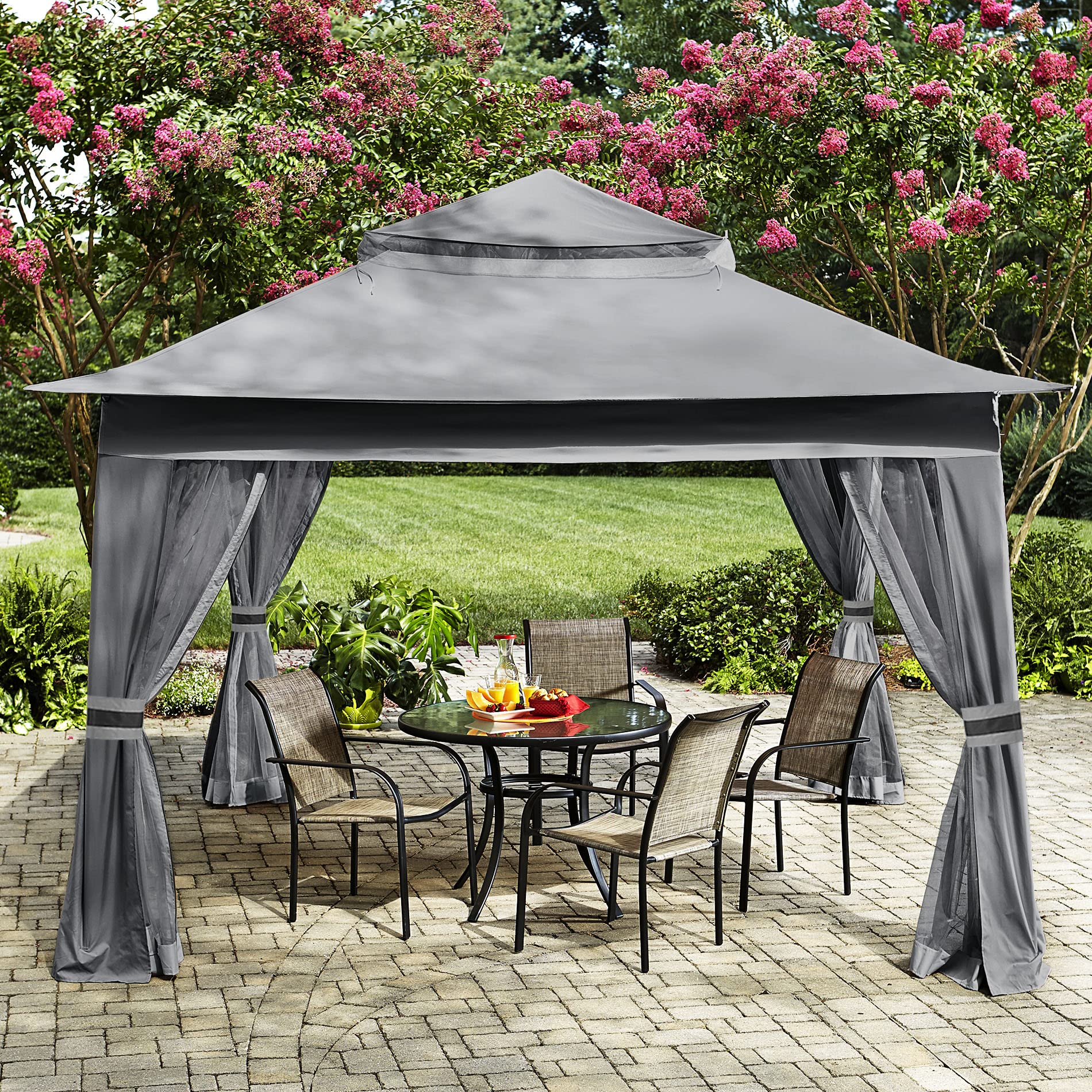 Mastercanopy Patio Gazebo Outdoor Pop Up Gazebo With Mesh Walls (13X13 Dark Gray)