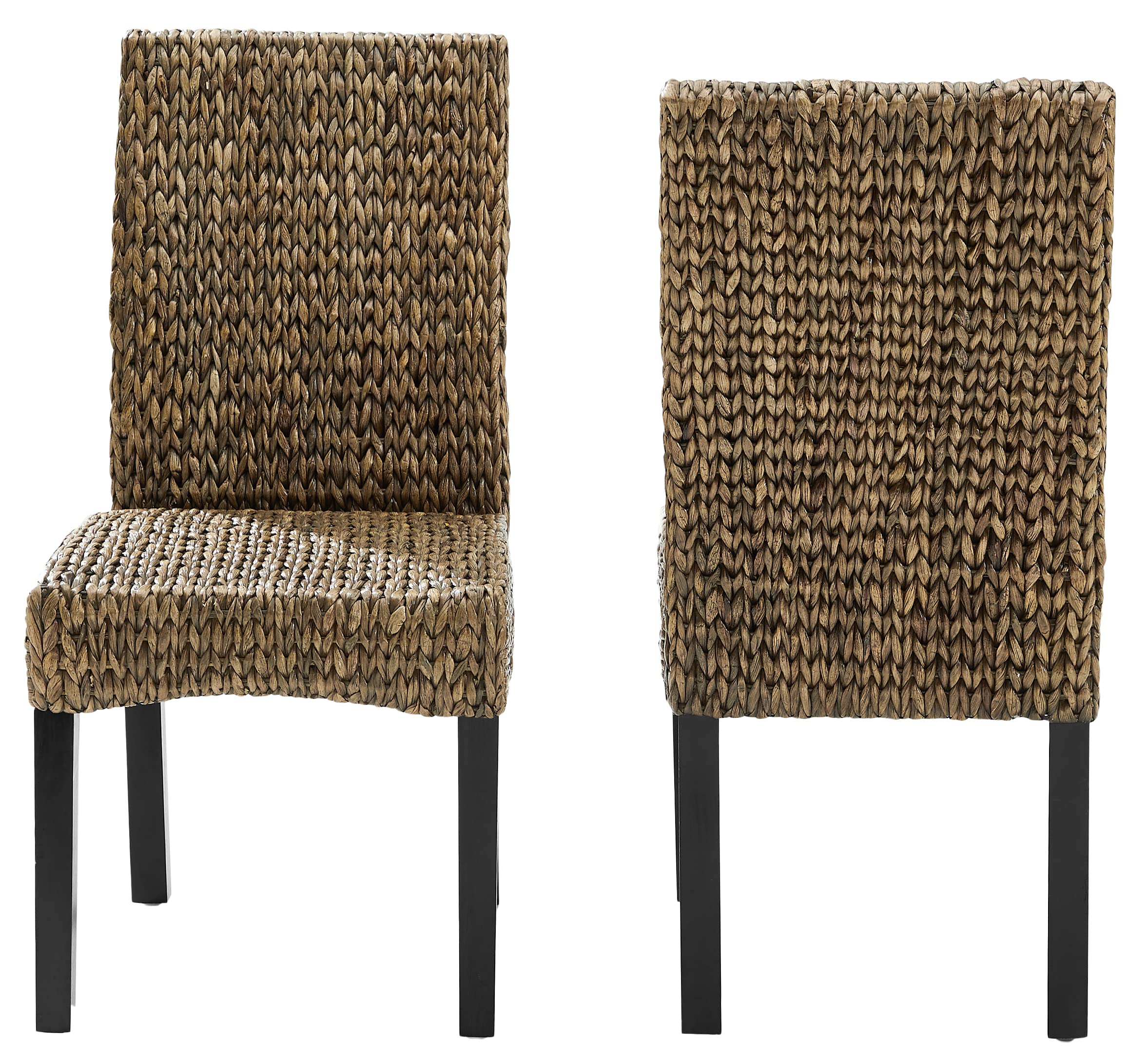Crosley Furniture Edgewater Handwoven Natural Fiber Rattan Dining Chairs Set of 2, Seagrass