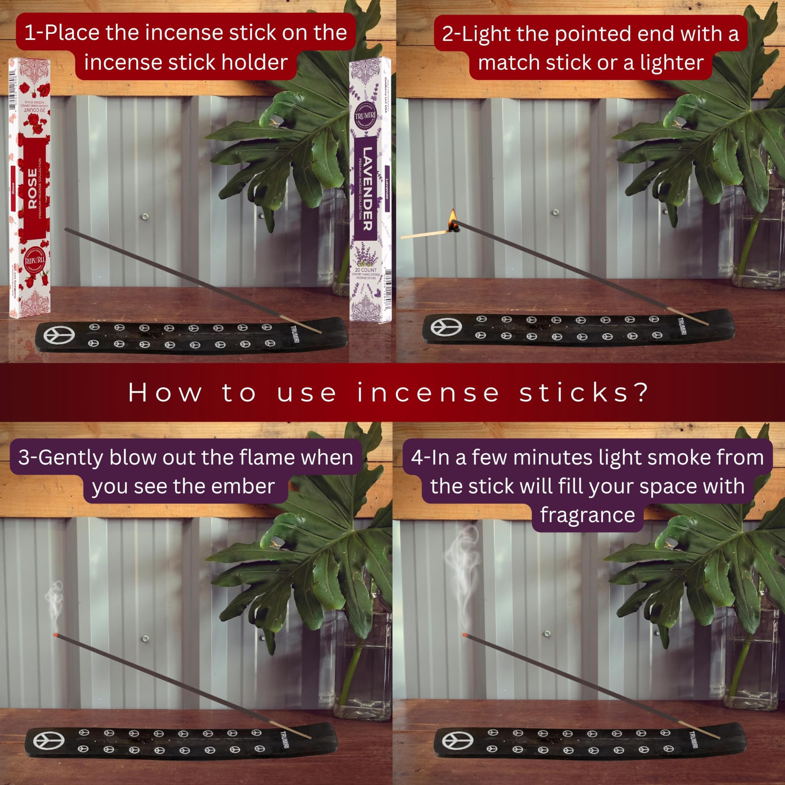 Trumiri Incense Sticks - Combo Pack Of 40 Insence-Sticks - 20 Rose + 20 Lavender - Insenses - Insents - Incents - Inscense - Inc
