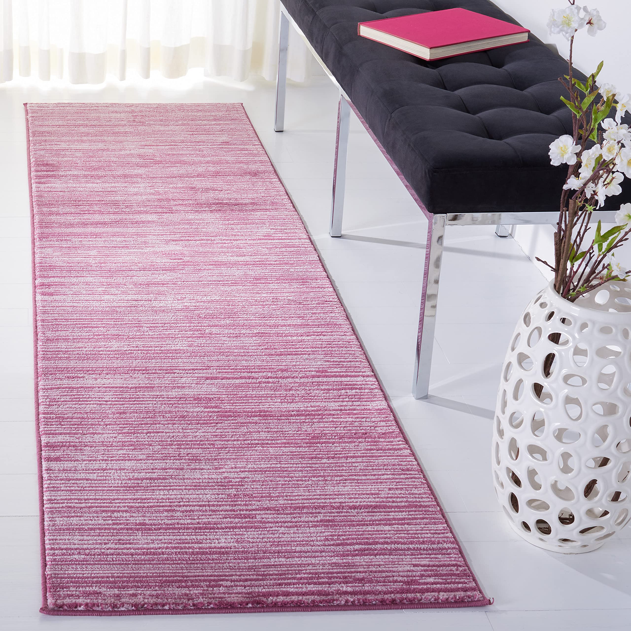 SAFAVIEH Vision Collection Runner Rug - 22 x 6, Grape, Modern Ombre Tonal Chic Design, Non-Shedding & Easy Care, Ideal for Hig