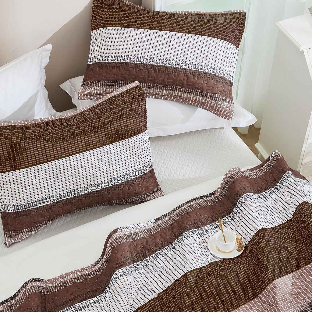 Andency California King Quilt Set - Brown Lightweight Soft Quilt Cal King - Coffee Bedspread California King Size - Bedding Coverlet For All Seasons (Includes 1 Quilt, 2 Pillow Shams)