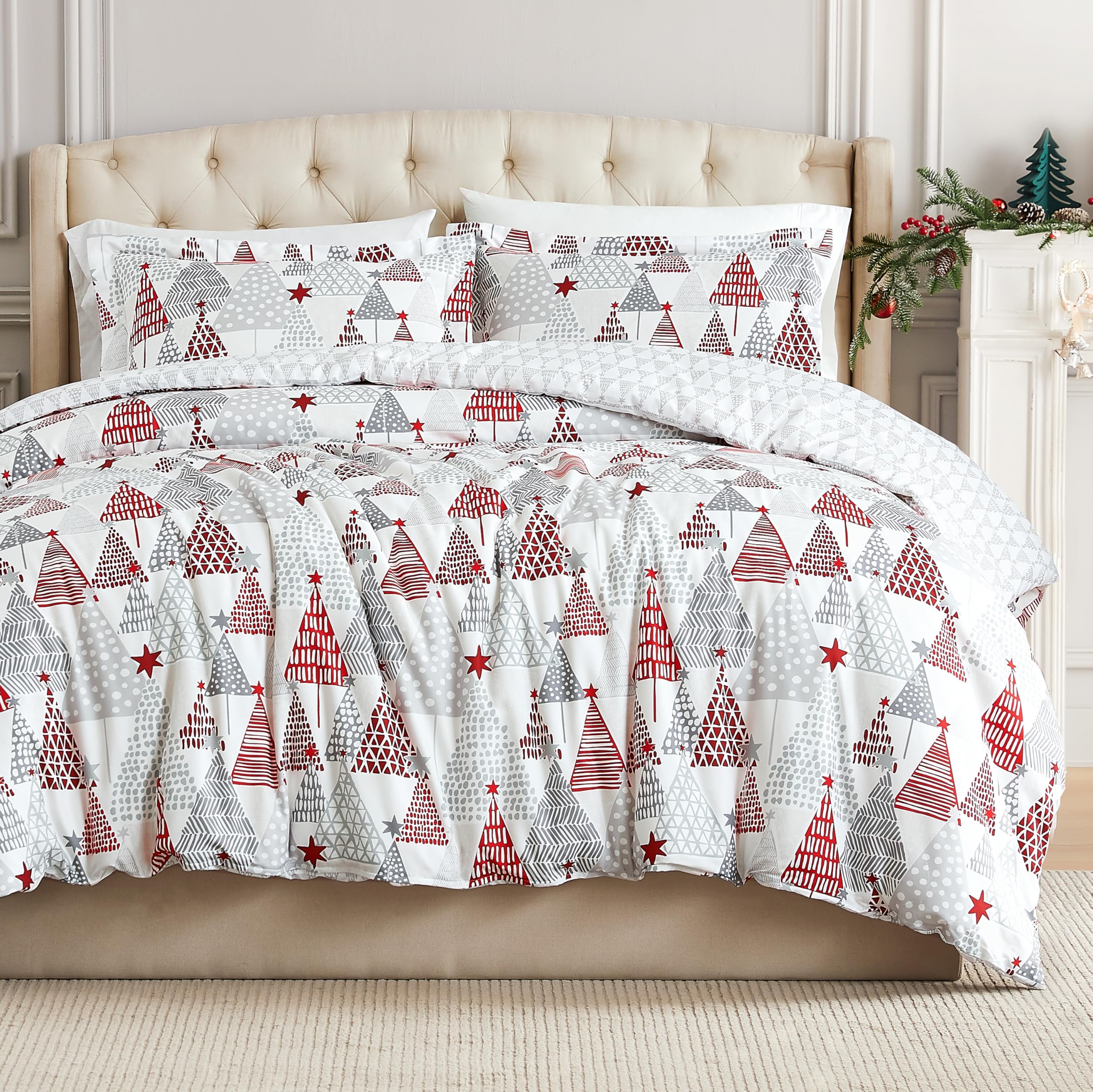Southshore Fine Living, Inc. Christmas Bedding King/California King Duvet Cover With 2 Pillow Shams, Reversible Holiday Bedding