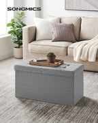 Songmics Mazie Collection - 30 Inches Storage Ottoman, Foldable Storage Bench With Flipping Lid, 660 Lb Load Capacity, For Entryway, Living Room, Bedroom, Light Gray Ulsf41G