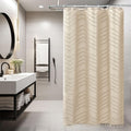 Siiluminisoy Small Stall Boho Shower Curtain Beige Woven Fabric Shower Curtain 36 X 72 Half Size Tufted Chevron Striped Textured