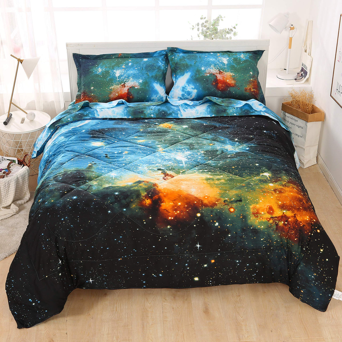 Wowelife 5-Piece Twin Comforter Set For Boys, Premium Galaxy Bedding Set, 3D Galaxy Girls Comforter Set, Comfortable And Soft Ki