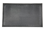 Indoor/Outdoor Hose-Wash Ribbed Design Non-Slip Rubber 2X3 Modern Entryway Mat For Entryway, Patio, Backyard, Garage, 24' X 36', Black Ribbed