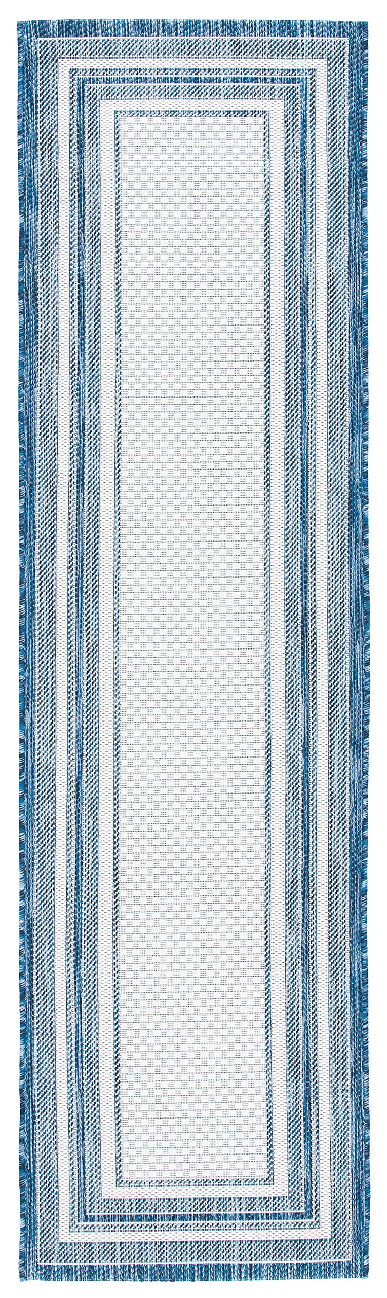 Safavieh Courtyard Collection 2'3' X 8' Ivory/Navy Cy8475 Indoor/ Outdoor Waterproof Easy Cleaning Patio Backyard Mudroom Runne