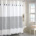 Peri Home Panama Stripe Boho Farmhouse Tassel Shower Curtain 100% Cotton Fabric Shower Curtain With Tassels For Bathroom Decor,