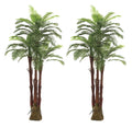 AMERIQUE Pair Gorgeous 6 Feet Triple Tropical Palm Artificial Plant Tree with Standable Trunk, Real Touch Technology, with UV Pr