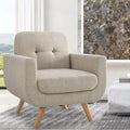 Rosevera Elena contemporary Accent Armchair with Linen Upholstery Living Room Furniture 1SEAT Pearl Beige