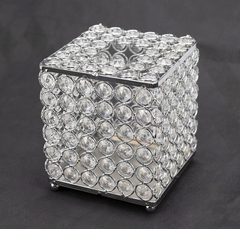 Ukwell Square Crystal Tissue Box Cover Handcrafted Bling Upright Facial Tissue Holder For Bathroom Countertop Vanity Dresser Nig