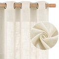 Lamit Cream Ivory Sheer Linen Curtains For Living Room, 84 Inches Long 2 Panels Natural Light Filtering Soft Thick Bedroom Neutr