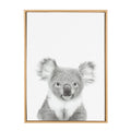 Kate and Laurel Sylvie Koala Black and White Animal Portrait Framed Canvas Wall Art, 23x33 Natural
