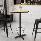 Flash Furniture Stiles 24'' Square Natural Laminate Table Top With 22'' X 22'' Bar Height Table Base And Foot Ring