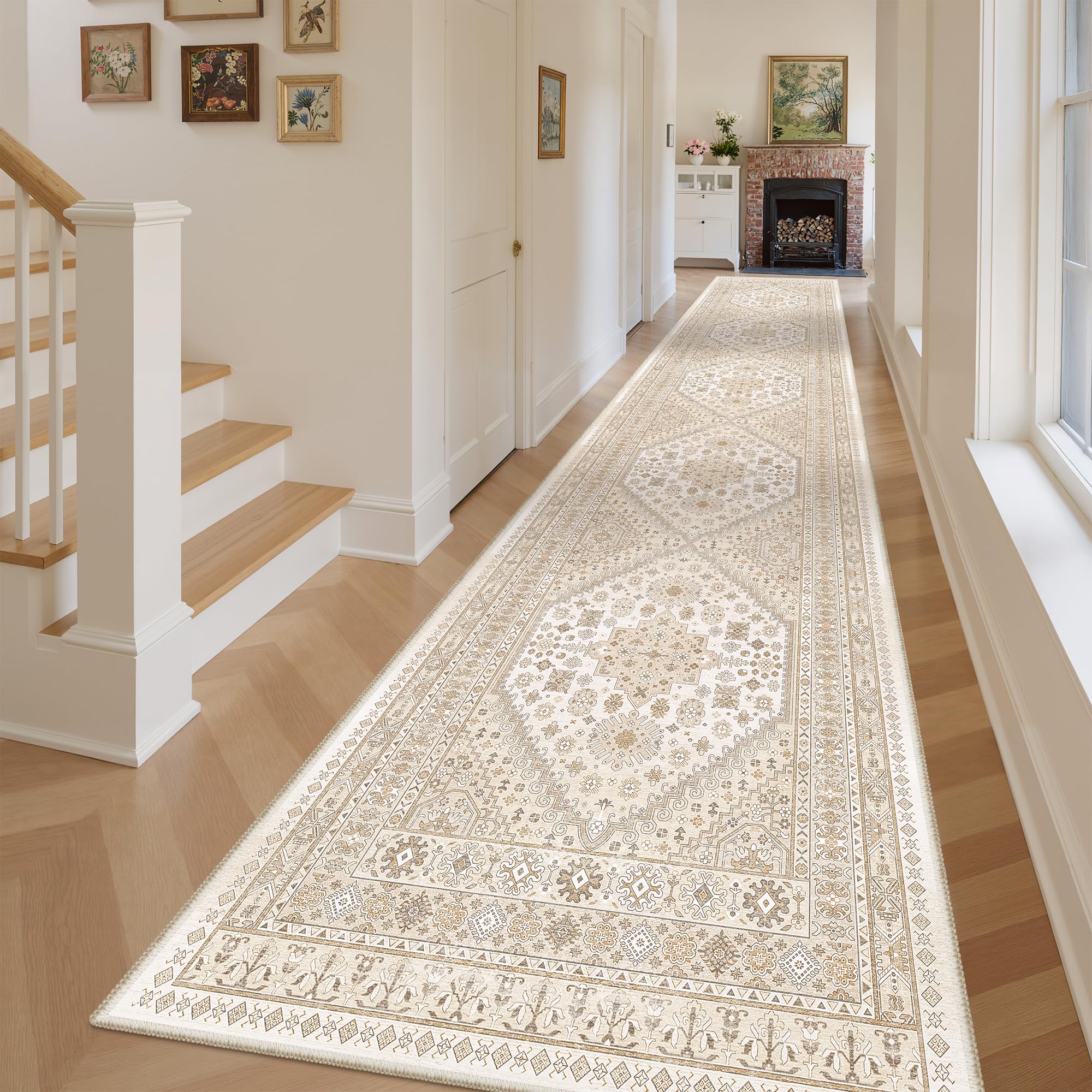 zesthome Washable Runner Rug 2.5x14 - Stain Resistant Entryway Rug,Ultra-Thin Kitchen Rugs, Anti Slip Backing Runner Rugs for En