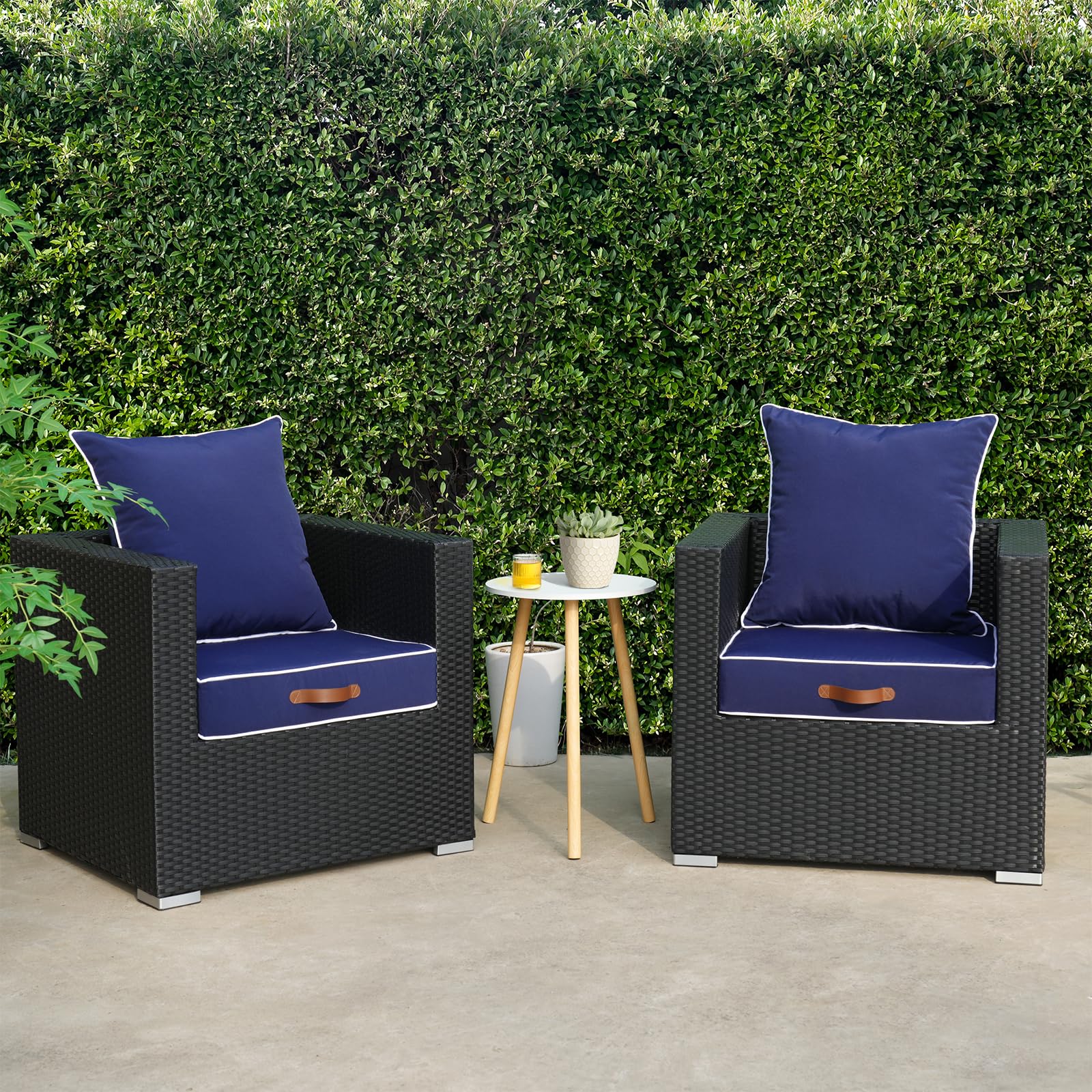Enipate Outdoor Deep Seat Cushion Set Of 2, Weather Resistant Patio Furniture Cushions With Zipper And Handle, 24 X 24 X 5 Inch