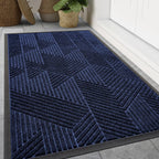 Smiry Front Door Mat Outside Entrance, Heavy Duty Sturdy Natural Rubber Doormat, Trap Dirt And Moisture, Easy Clean Low Profile Welcome Floor Mats For Indoor Outdoor Entry, 47X24 Inch, Navy Blue