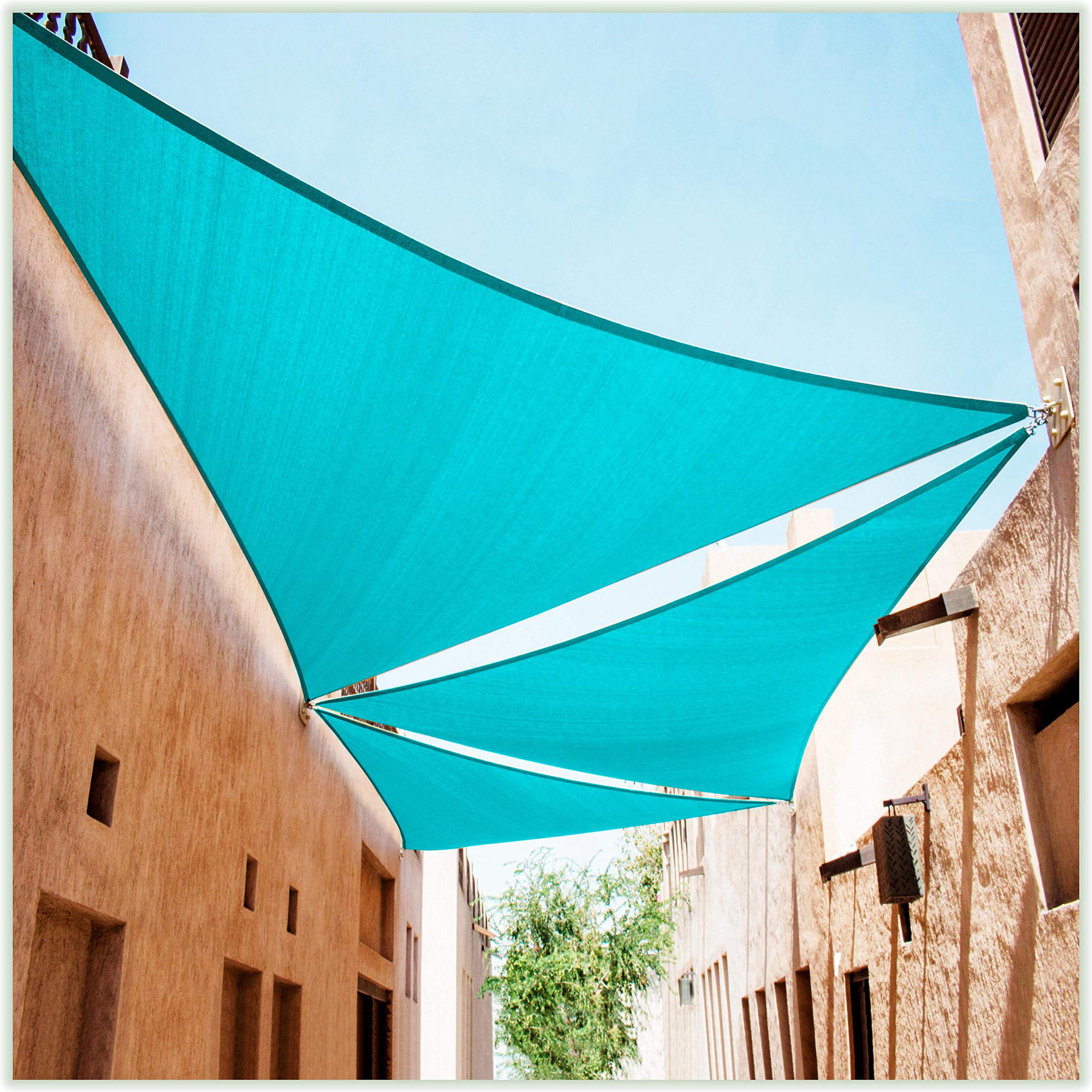 Colourtree Ctaprt14 Order To Make Custom Size 10' X 16' X 18.9' Turquoise Right Triangle Sun Shade Sail Canopy Mesh Fabric Uv Bl