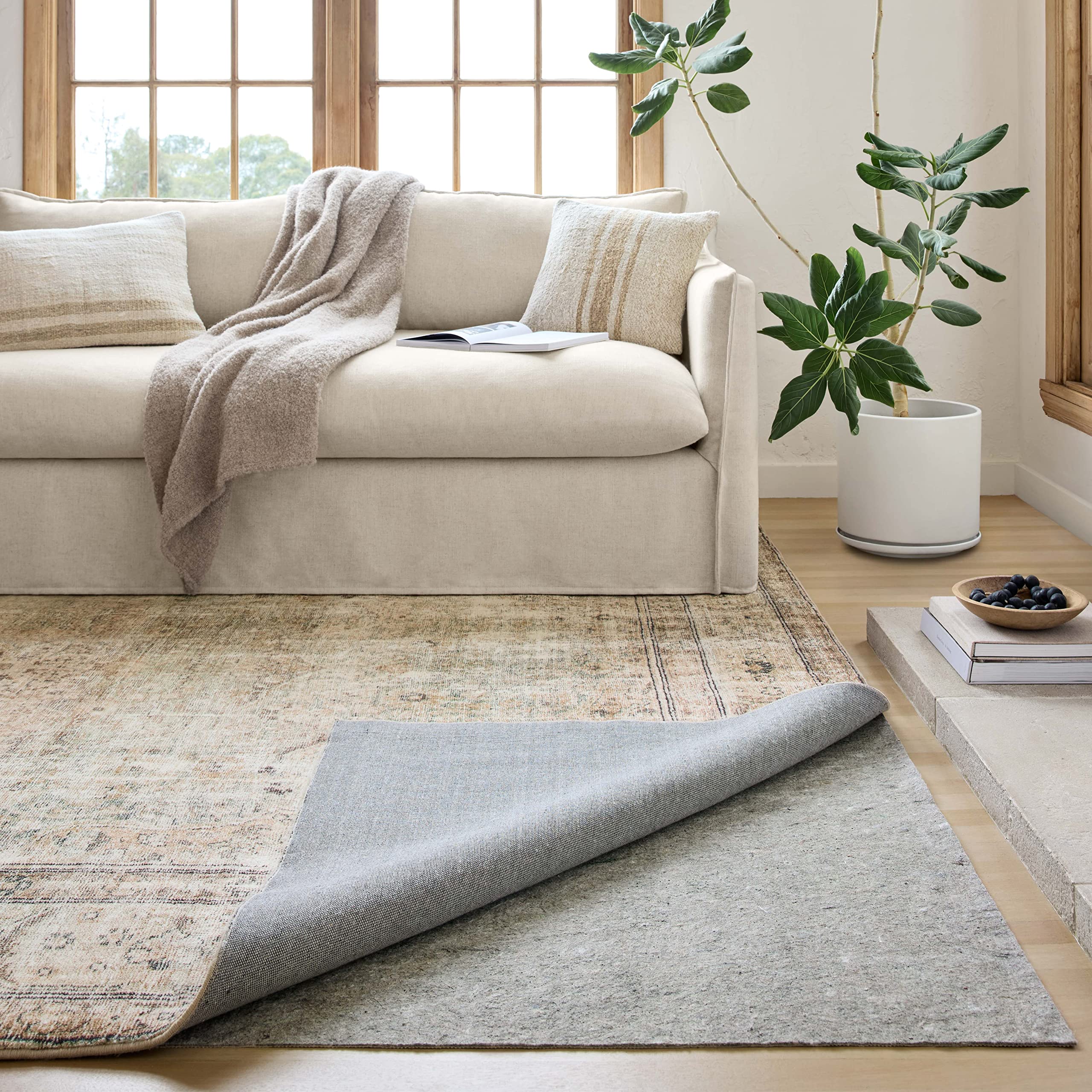 Loloi Loloi-Grip Rug Pad, Fpad2 Grey, 2'-0'' X 12'-0'', 13'' Thick, Gray, 1/8 Inch, Reversible, Soft, Cushion, Low Profile, Hard