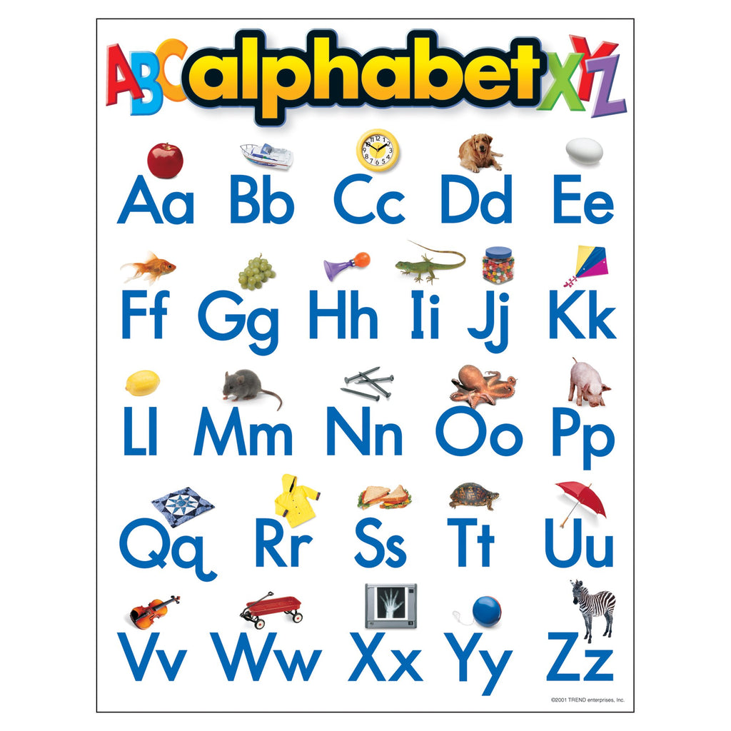 Trend Enterprises T-38026 Alphabet Learning Chart Paper 17" x 22"