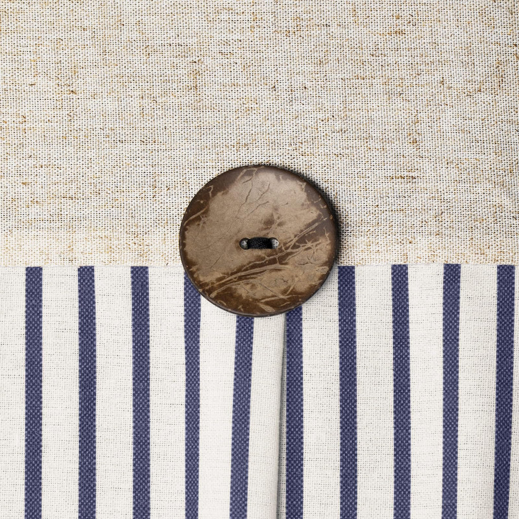 Awellife Farmhouse Shower Curtain For Bathroom Blue Stripe Linen And Cotton Woven Fabric, Country Rustic Style Shower Curtain Set (Blue, 72' L X 72' W)