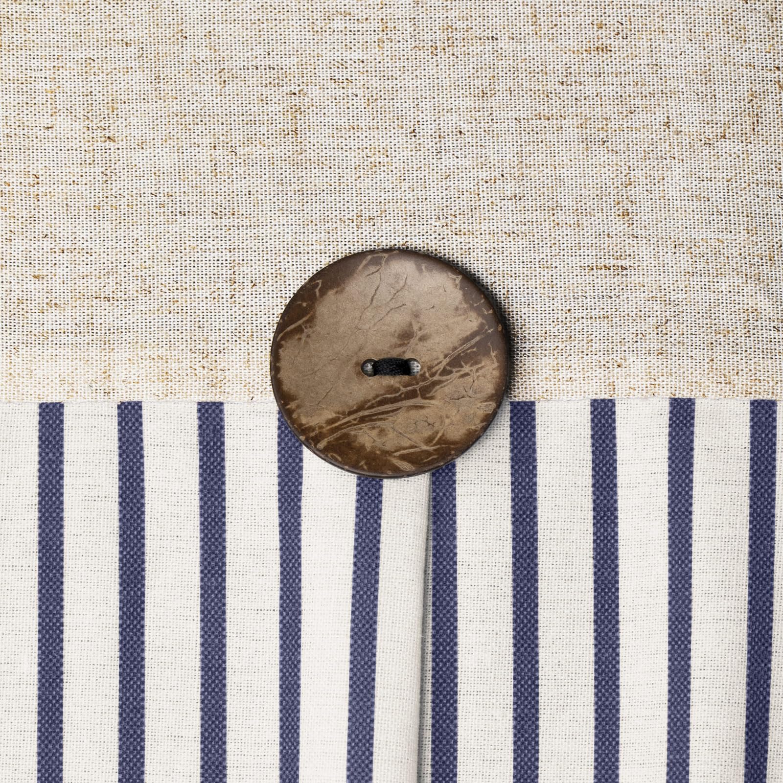 Awellife Farmhouse Shower Curtain For Bathroom Blue Stripe Linen And Cotton Woven Fabric, Country Rustic Style Shower Curtain Set (Blue, 72' L X 72' W)