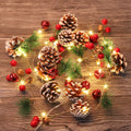 Christmas Garland with Lights,10 FT 30 LED Christmas Pinecone String Lights Battery Operated,Christmas Garland, Christmas Lights