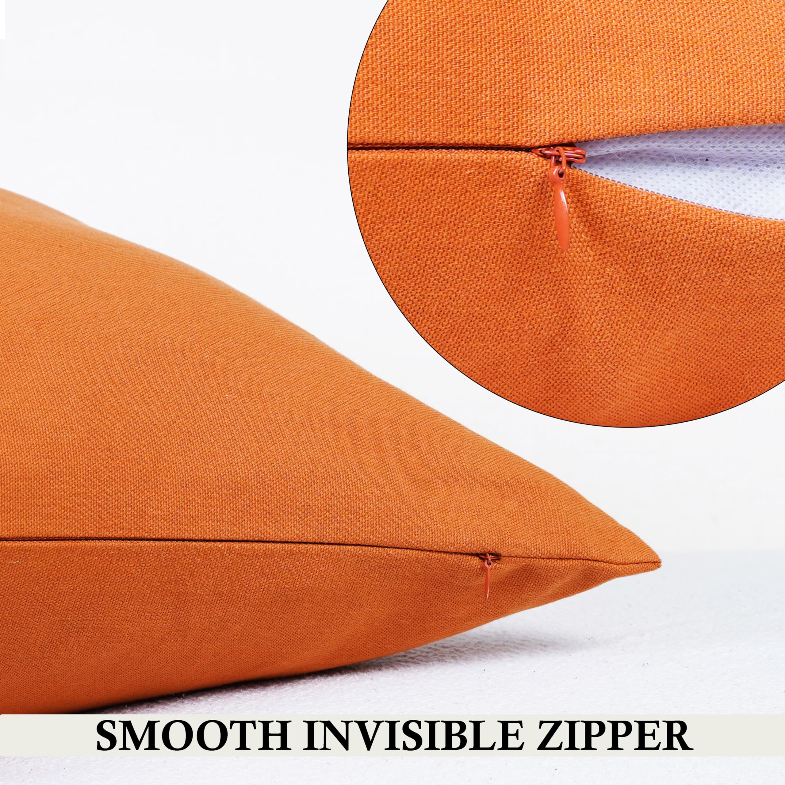 Rely+ Cotton Throw Pillow Covers 18X18 Inchs Set Of 2 Rust Decorative Zippered Cases For Couch Bedroom Sofa Farmhouse Living Roo