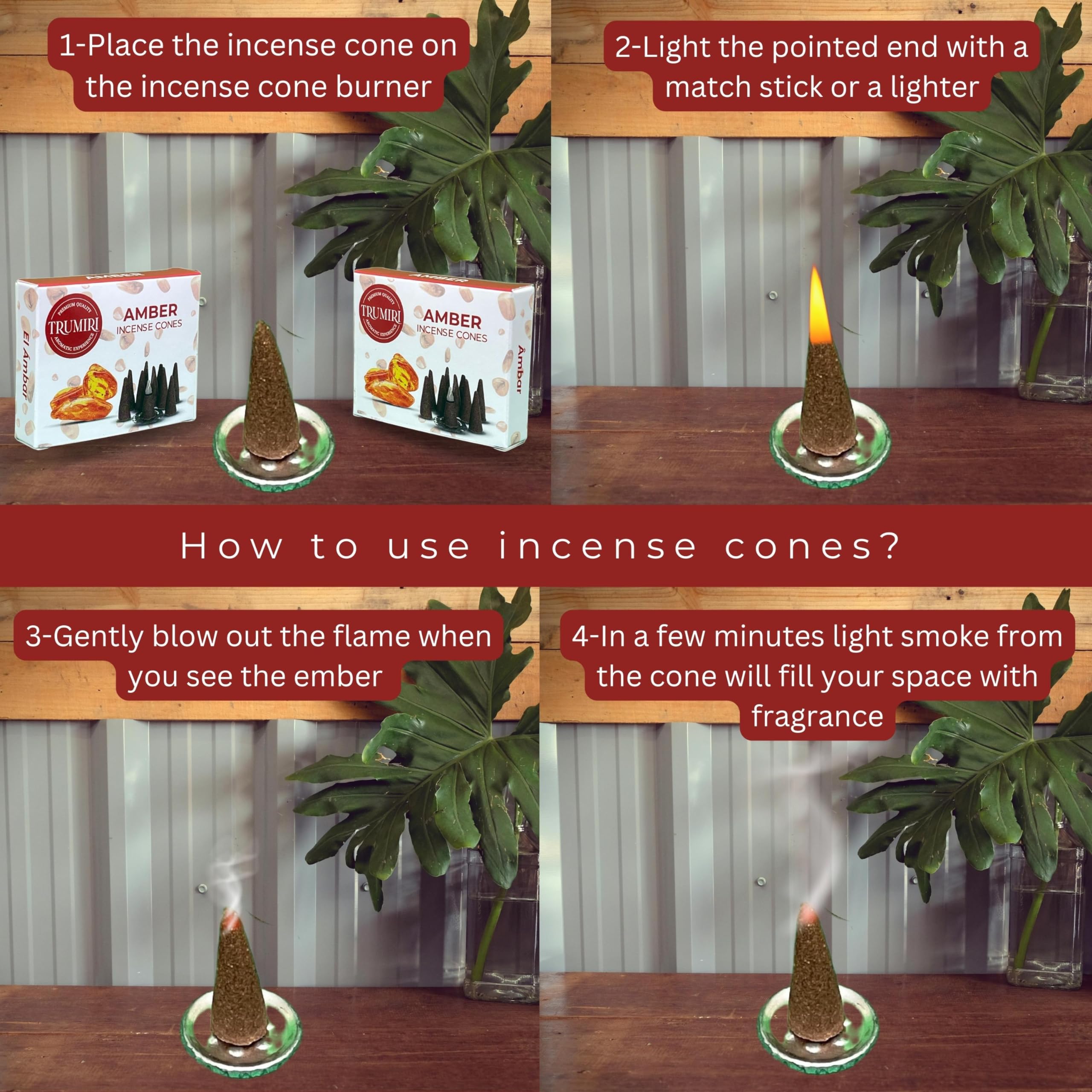 Amber Incense Cones - Total 20 Cone Incense - Dual Pack Of 10 Insence Cones - Incense Cones Scented - Cone Incense Scents - Inse