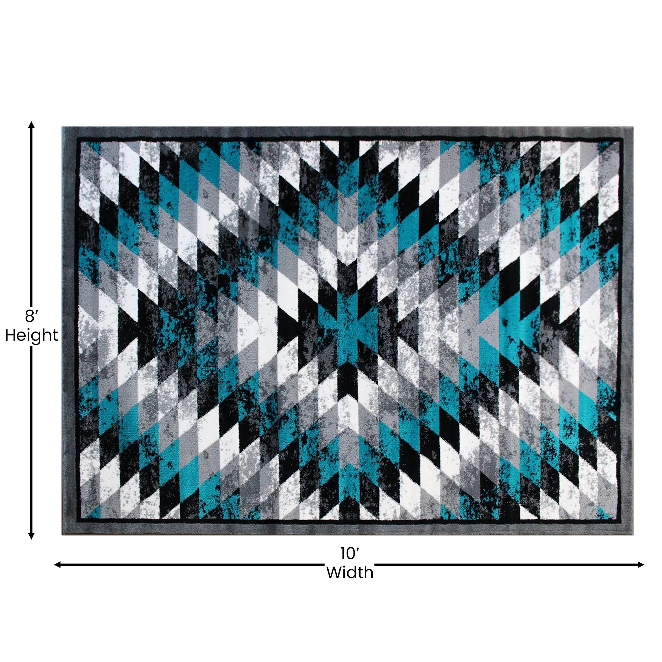 Flash Furniture Teagan Collection Southwestern Style Area Rug - Olefin Turquoise Accent Rug - 8' X 10' - Jute Backing - Entryway, Living Room, Bedroom
