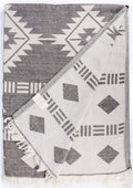 Bersuse 100% Cotton Belize XL Throw Blanket Turkish Towel Beach Blanket - Beach Camping Essentials - 75x90 Inches, Black