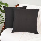 Rely+ Cotton Throw Pillow Covers Black 24''X24'' Set Of 2 Decorative Zippered Throw Pillow Covers For Couch, Sofa, Farmhouse, An