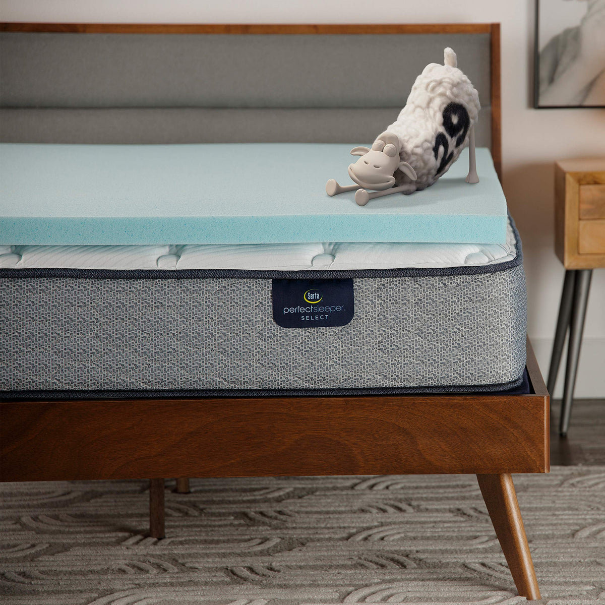 Serta Thermagel Cooling, Pressure-Relieving Memory Foam Mattress Topper, 2 Inch, King Blue